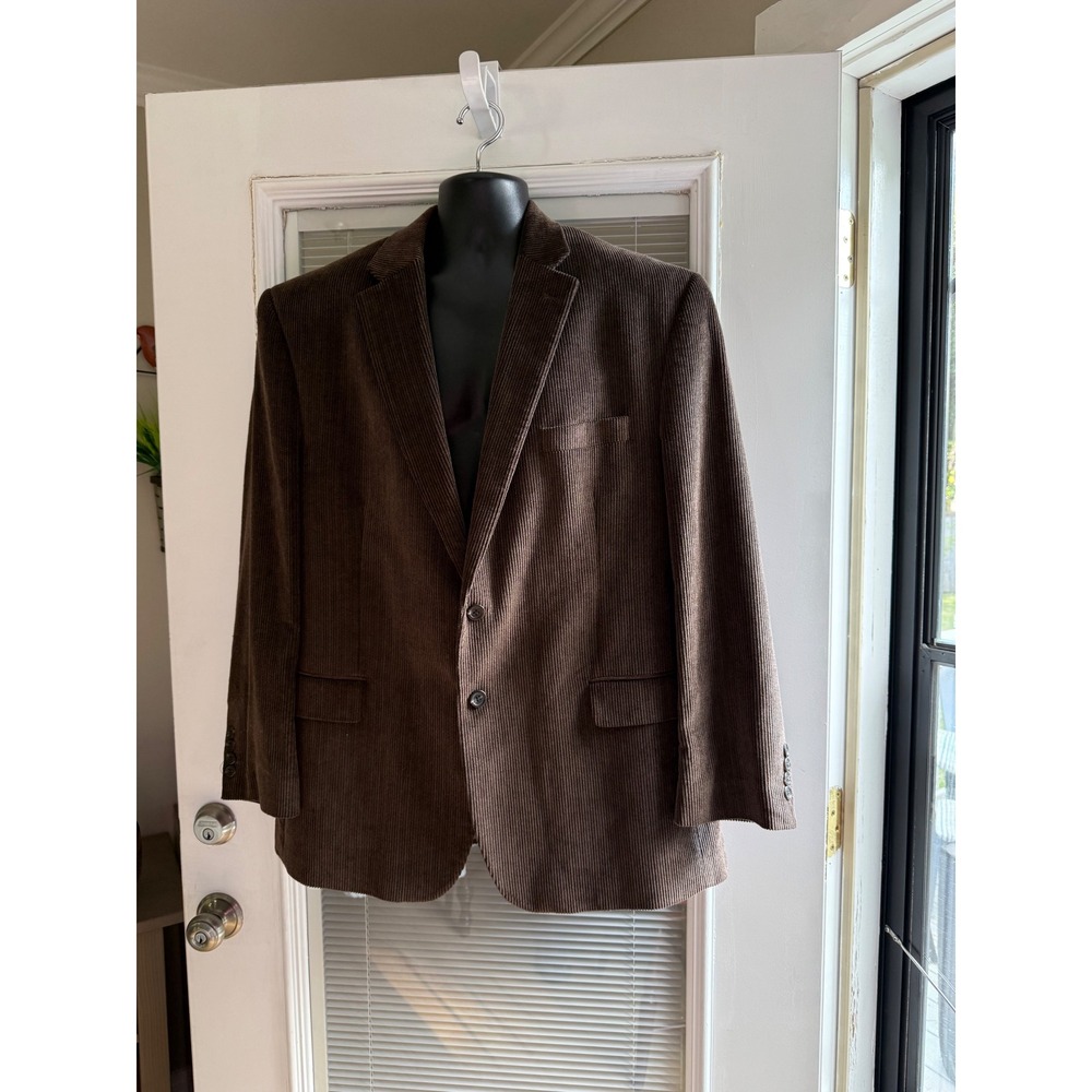Chaps Corduroy Blazer Mens 46R Brown herringbone texture Sport Coat Jacket